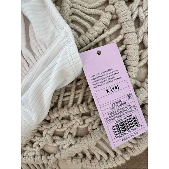 Wild Fable White and Green Ribbed Low Rise High Leg Bikini Size X 14/16 New - Picture 7 of 8